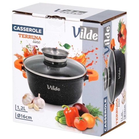 GARNEK GRANITOWY 1,2L 16cm Z POKRYWĄ Z AROMATYZEREM TERRUNA 199103