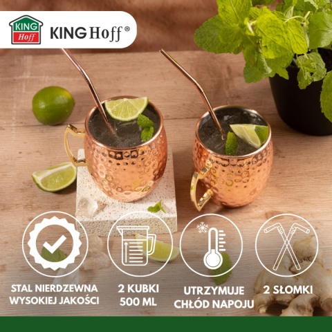 ZESTAW STALOWYCH KUBKÓW 500ml DO DRINKÓW MOSCOW MULE KINGHOFF KH-2000