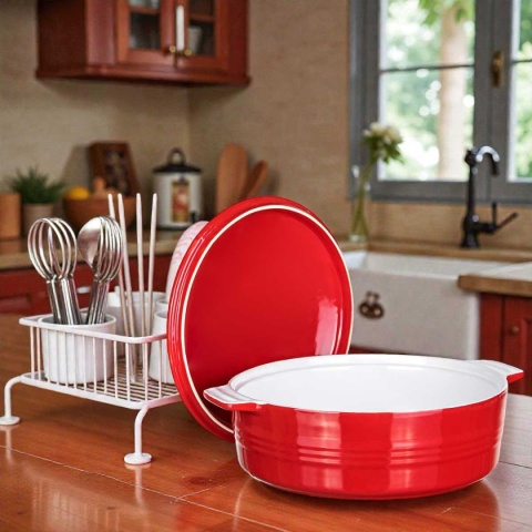 NACZYNIE CERAMICZNE GARNEK Z POKRYWĄ DO ZAPIEKANIA 26 cm 3L BANQUET CULINARIA