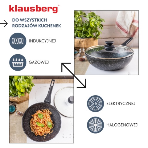 PATELNIA MARMURKOWA GŁĘBOKA WOK 28cm Z POKRYWĄ KLAUSBERG 28cm KB-7990