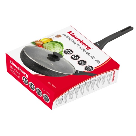 PATELNIA MARMURKOWA GŁĘBOKA WOK 28cm Z POKRYWĄ KLAUSBERG 28cm KB-7990