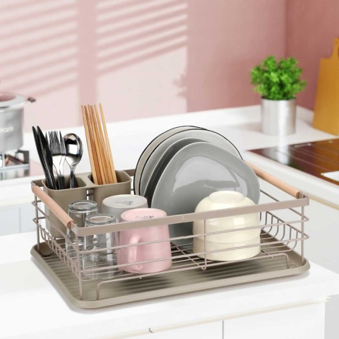 SUSZARKA DO NACZYŃ Z OCIEKACZEM I TACĄ E-8189 BEŻOWA