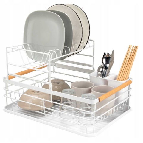 SUSZARKA DO NACZYŃ Z OCIEKACZEM I TACĄ E-8078 BIAŁA