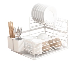 SUSZARKA DO NACZYŃ Z OCIEKACZEM I TACĄ E-8078 BIAŁA