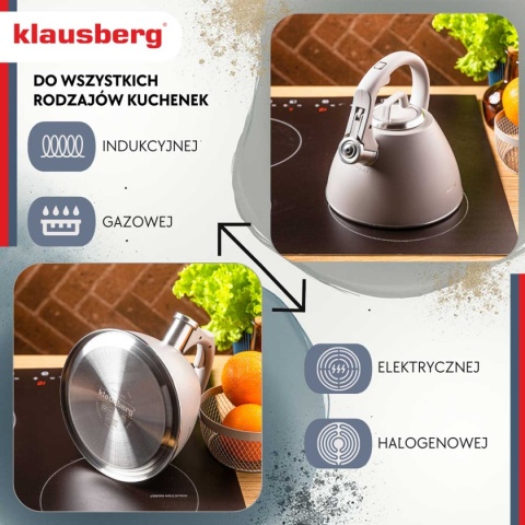 CZAJNIK STALOWY Z GWIZDKIEM 2,5L KLAUSBERG KB-7953
