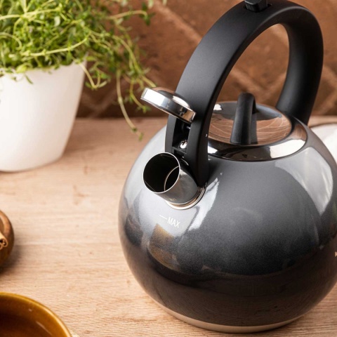 CZAJNIK STALOWY Z GWIZDKIEM 3L KLAUSBERG KB-7955 GRAFITOWY POŁYSK