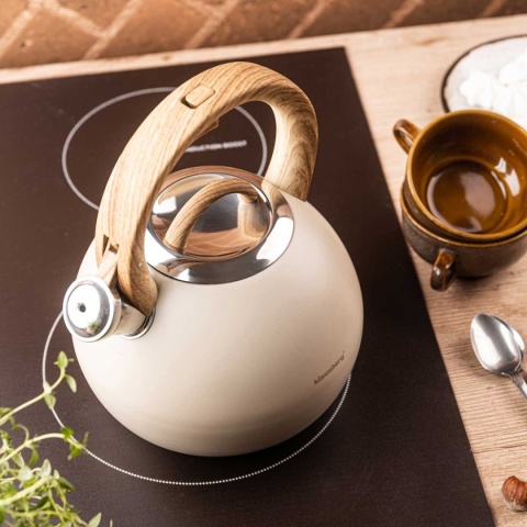 CZAJNIK STALOWY Z GWIZDKIEM 3L KLAUSBERG KB-7956 BEŻOWY MAT