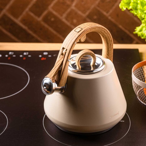 CZAJNIK STALOWY Z GWIZDKIEM 2,5L KLAUSBERG KB-7950 BEŻOWY