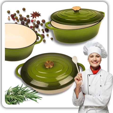 EMALIOWANA BRYTFANNA ŻELIWNA GĘSIARKA 6L HAGE OLIWKOWA