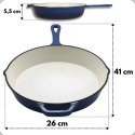 EMALIOWANA PATELNIA ŻELIWNA 26cm HAGE NIEBIESKA