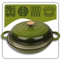 EMALIOWANY GARNEK ŻELIWNY PŁASKI 30cm 3L HAGE OLIWKOWY