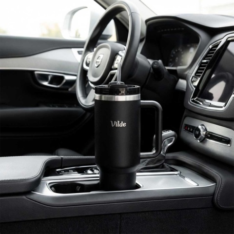 STALOWY KUBEK TERMICZNY TERMOS 1200ml Z RĄCZKĄ I SŁOMKĄ 259444