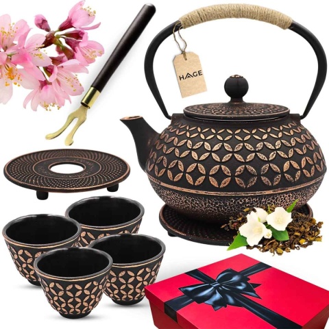 ZAPARZACZ ŻELIWNY DZBANEK 900ml Z FILTREM i FILIŻANKAMI PREZENT