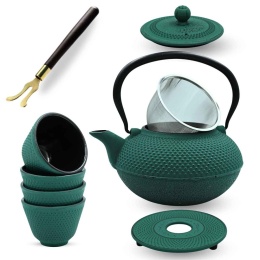 ZAPARZACZ ŻELIWNY DZBANEK ZIELONY 1,4L Z FILTREM i FILIŻANKAMI PREZENT