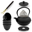 ZAPARZACZ ŻELIWNY DZBANEK CZARNY 1,4L Z FILTREM i FILIŻANKAMI PREZENT