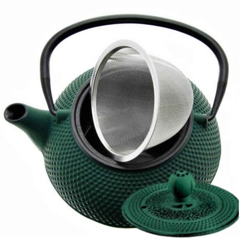 ZAPARZACZ ŻELIWNY DZBANEK ZIELONY 900ml Z PODGRZEWACZEM i FILIŻANKAMI PREZENT