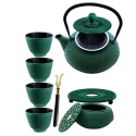 ZAPARZACZ ŻELIWNY DZBANEK ZIELONY 900ml Z PODGRZEWACZEM i FILIŻANKAMI PREZENT