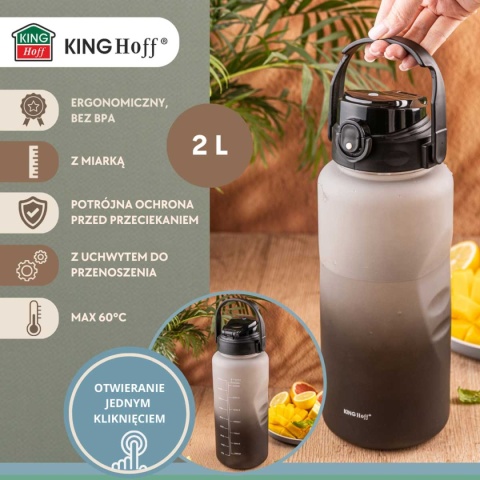 BUTELKA BIDON ZE SŁOMKĄ NA WODĘ 2L KINGHOFF KH-2009