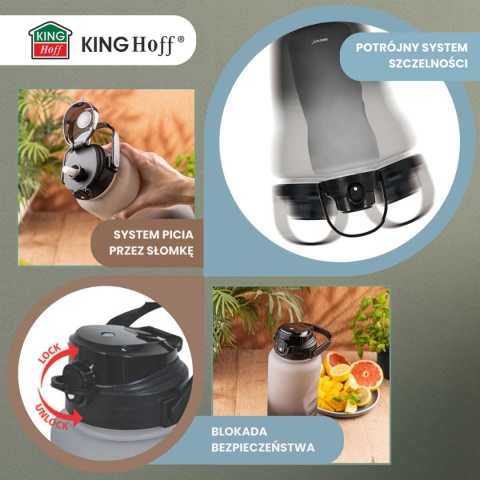 BUTELKA BIDON ZE SŁOMKĄ NA WODĘ 2L KINGHOFF KH-2009