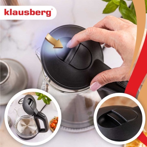 CZAJNIK ELEKTRYCZNY SZKLANY 1,2L KLAUSBERG KB-9003 LED