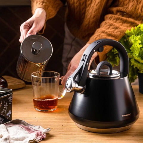 CZAJNIK STALOWY Z GWIZDKIEM 2,5L KLAUSBERG KB-7948 CZARNY