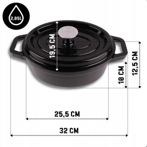 EMALIOWANA BRYTFANNA ŻELIWNA FORMA DO CHLEBA 2,85L HAGE CZARNA