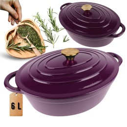 EMALIOWANA BRYTFANNA ŻELIWNA GĘSIARKA 6L HAGE EGGPLANT