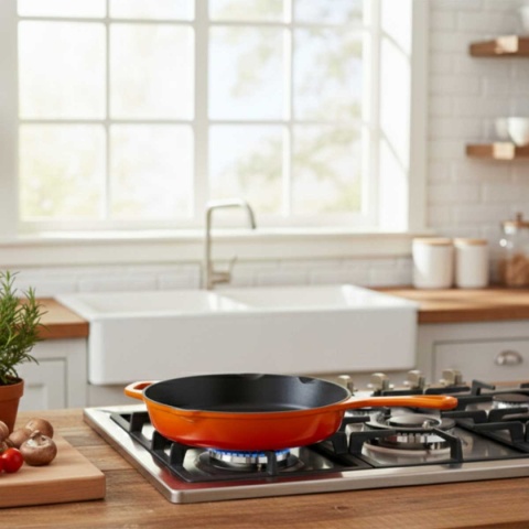 EMALIOWANA PATELNIA ŻELIWNA 26cm HAGE ORANGE