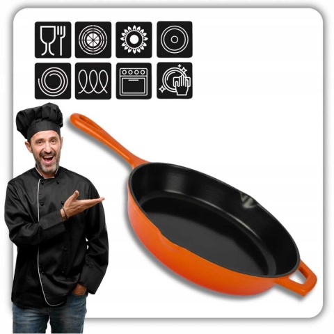 EMALIOWANA PATELNIA ŻELIWNA 26cm HAGE ORANGE