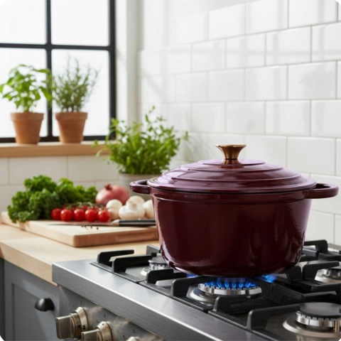 EMALIOWANY GARNEK ŻELIWNY 24cm 4L HAGE EGGPLANT