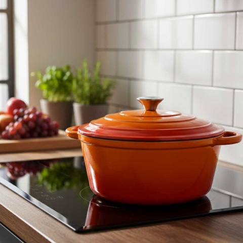 EMALIOWANY GARNEK ŻELIWNY 24cm 4L HAGE ORANGE