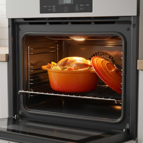 EMALIOWANY GARNEK ŻELIWNY 26cm 5L HAGE ORANGE