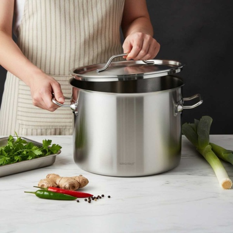 GARNEK GASTRONOMICZNY Z POKRYWĄ STALOWĄ Ø30cm 14L KINGHOFF KH-2022
