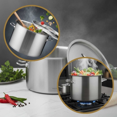 GARNEK GASTRONOMICZNY Z POKRYWĄ STALOWĄ Ø30cm 14L KINGHOFF KH-2022