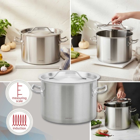 GARNEK GASTRONOMICZNY Z POKRYWĄ STALOWĄ Ø30cm 14L KINGHOFF KH-2022