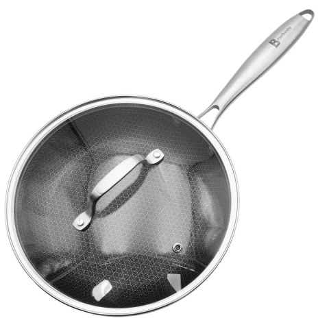 PATELNIA STALOWA Z POKRYWKĄ 28cm POWŁOKA PLASTER MIODU 5556