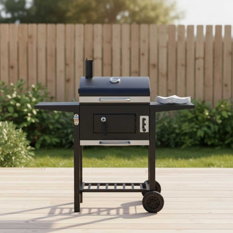 DUŻY GRILL WĘGLOWY NA KÓŁKACH Z PÓŁKAMI KLAUSBERG KB-9034