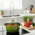 EMALIOWANY GARNEK ŻELIWNY 22cm 3L HAGE OLIWKOWY