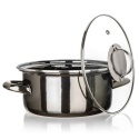 GARNEK EMALIOWANY 20cm 2L Z POKRYWĄ BANQUET METALLIC BLACK
