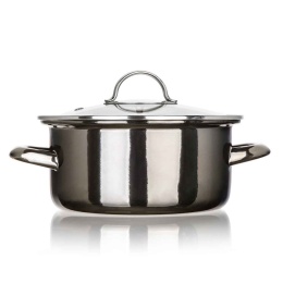 GARNEK EMALIOWANY 22cm 3,7L Z POKRYWĄ BANQUET METALLIC BLACK