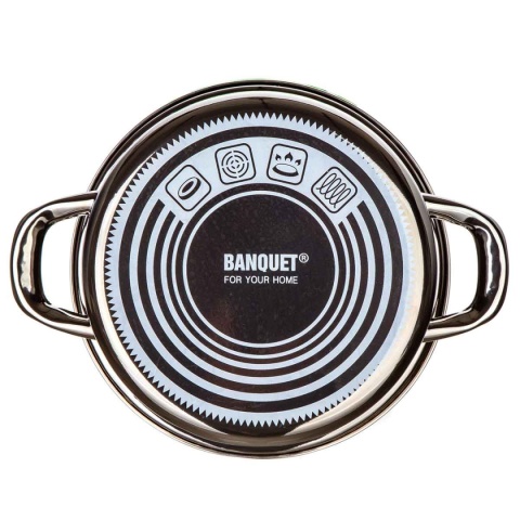 GARNEK EMALIOWANY 22cm 3,7L Z POKRYWĄ BANQUET METALLIC BLACK