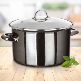 GARNEK EMALIOWANY 24cm 3,7L Z POKRYWĄ BANQUET METALLIC BLACK