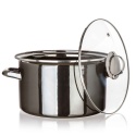 GARNEK EMALIOWANY 26cm 6L Z POKRYWĄ BANQUET METALLIC BLACK