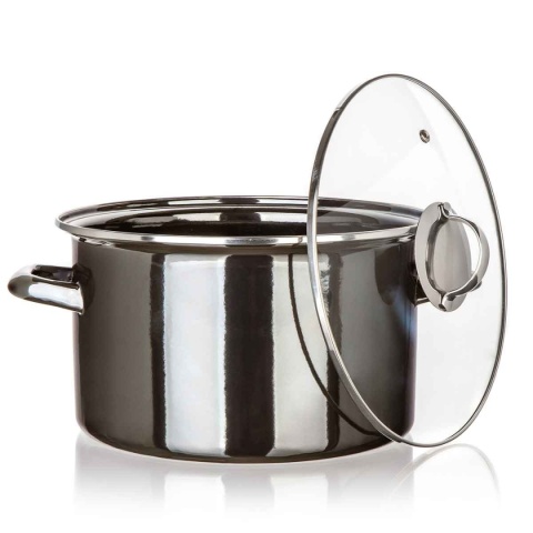 GARNEK EMALIOWANY 26cm 6L Z POKRYWĄ BANQUET METALLIC BLACK