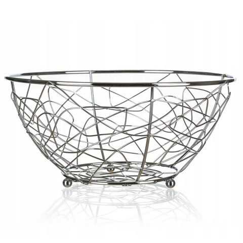 KOSZYK STALOWY SREBRNY NA OWOCE 23cm BANQUET VANITY