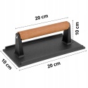 ŻELIWNA PRASKA 20x10cm DO GRILLOWANIA BURGERÓW STEKÓW MIĘSA HAGE
