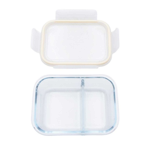 SZKLANY POJEMNIK 600ml LUNCH BOX Z PRZEGRODĄ SZCZELNY 5622
