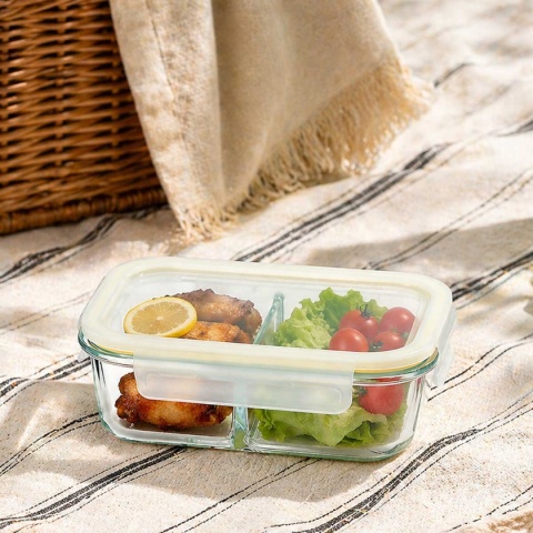 SZKLANY POJEMNIK 600ml LUNCH BOX Z PRZEGRODĄ SZCZELNY 5622