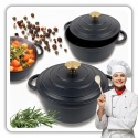 EMALIOWANY GARNEK ŻELIWNY 22cm 3L HAGE CZARNY MAT