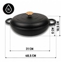 EMALIOWANY GARNEK ŻELIWNY PŁASKI 30cm 3L HAGE CZARNY MAT